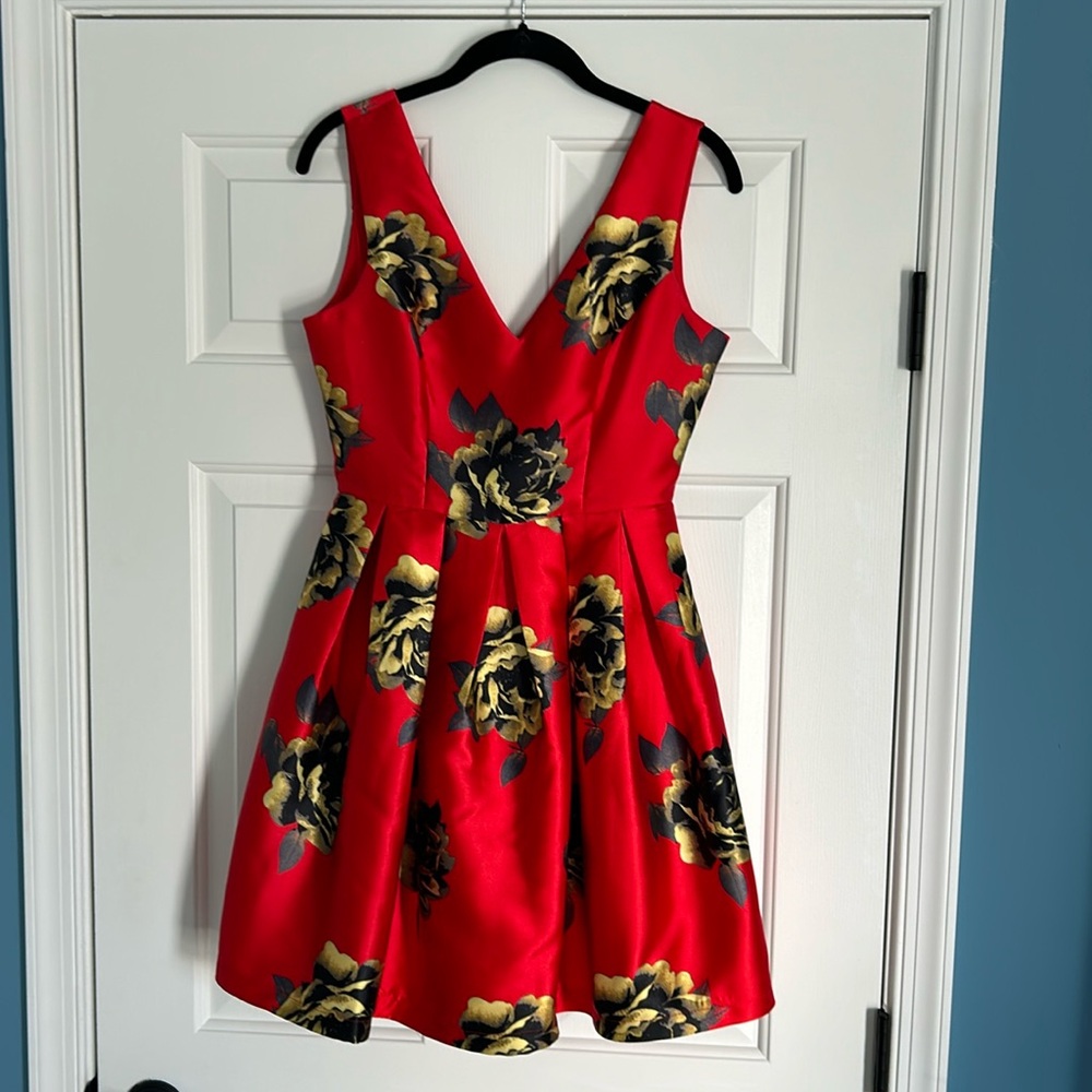 Red satin party dress. Size S. Worn once. Like new